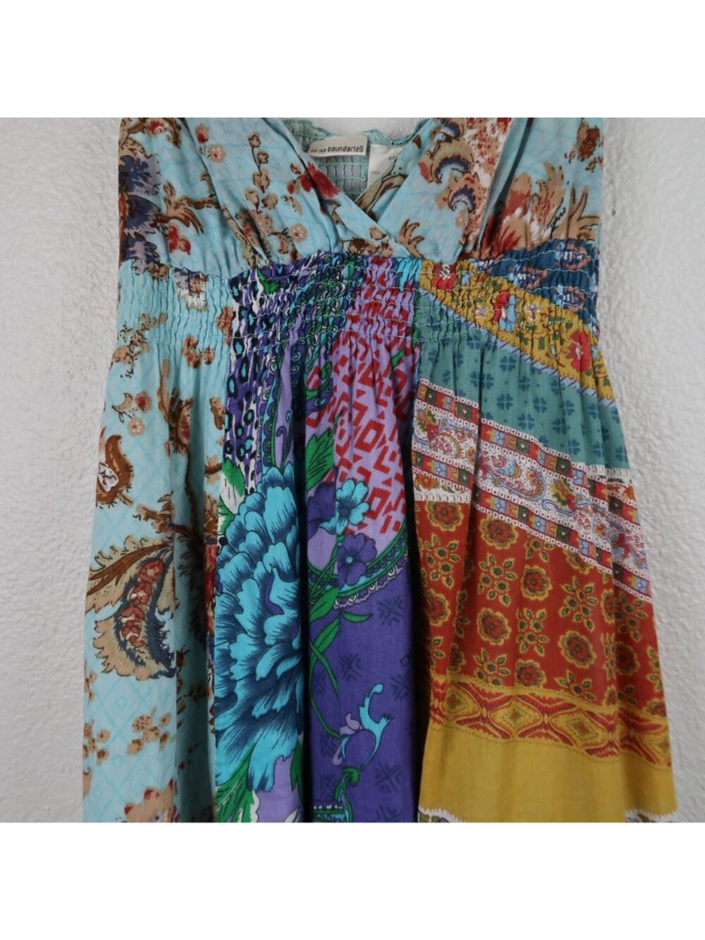 VTG Y2K S No Boundaries Junior Patchwork Sundress Babydoll Boho Style Cotton - Picture 2 of 5